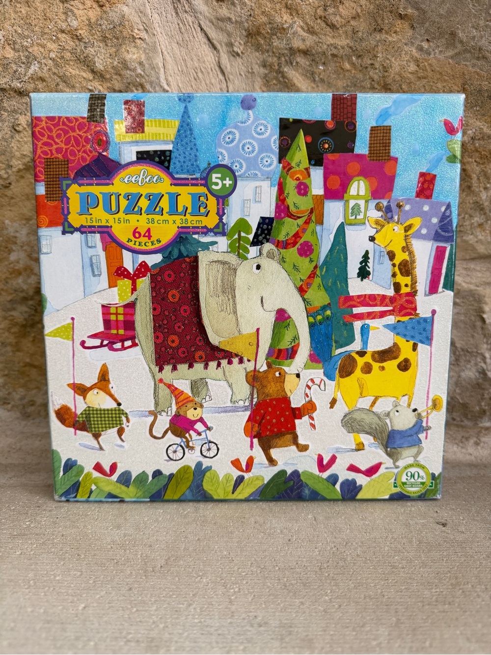 Eeboo Glitter Holiday Parade Big Puzzle 64 pieces Christmas Animals